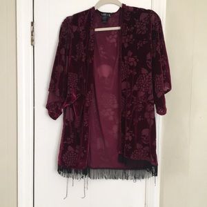🎉Claret kimono with skull pattern